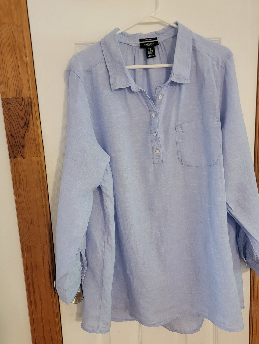 Jones & Co Jones New York 100% Linen Blue Poet Blouse Blouse Tunic – Women’s 2X